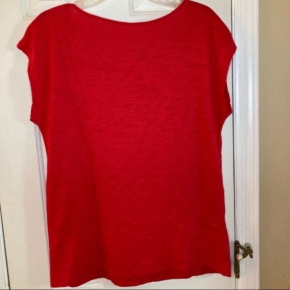 LOFT Red Cap T-Shirt pleated neck size large - Picture 7 of 7